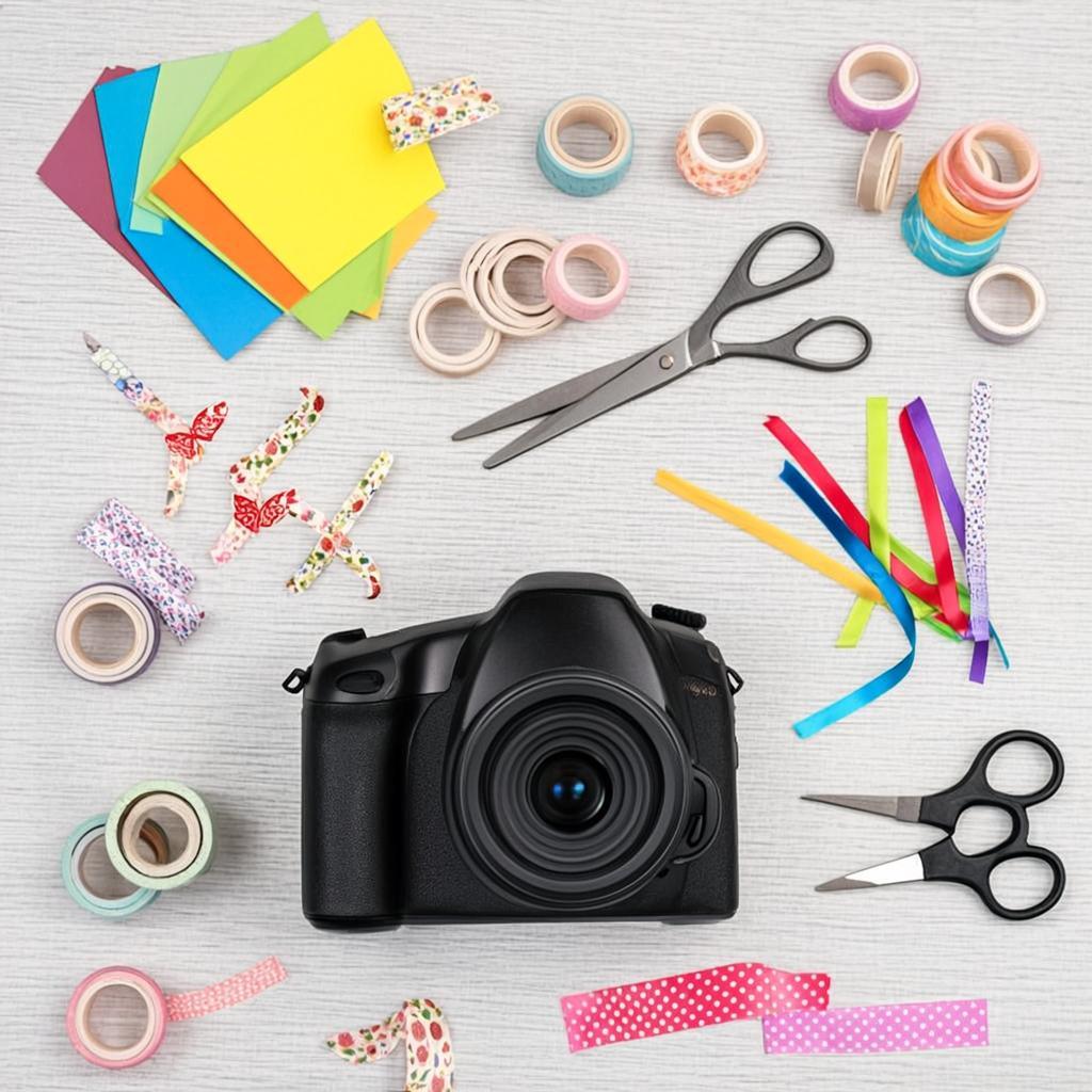 Papelería decorativa: papeles de colores, washi tape y materiales para manualidades